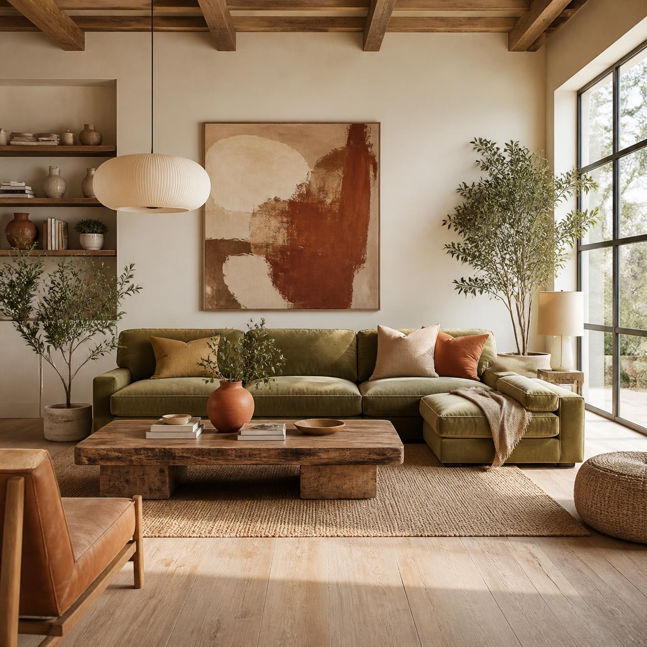 photorealistic cozy living room with interior design